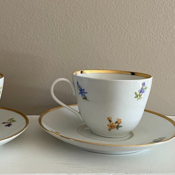 VTG Danmark Lyngby Teacup & Saucer, Bedstefar/Bedstemor, Floral, Gold, Danish - Picture 3 of 13